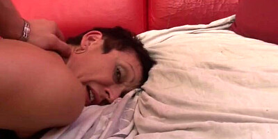 Naughty mature bends inside the bedroom and gets shagged by stepson