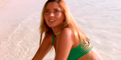 Young vixens have sex with rich sponsor outdoors at the beach