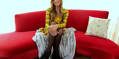 Avery Christy does a strip-dance and sucks a thick pecker