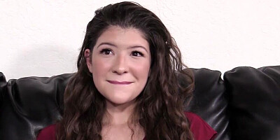 Charming girl cock-teases on the couch and gets fucked