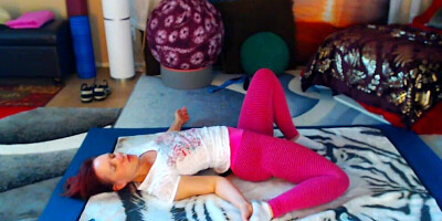 Amateur MILF is practicing some yoga in front of the camera
