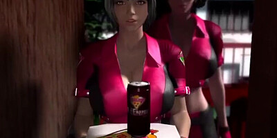 Two Japanese Pizza Delivery Girls Share Their Big Tits and Pussy to the Customer, Threesome