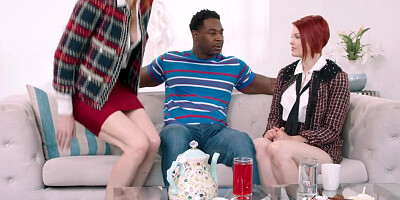 Horny redheads Maitland Ward & Bree Daniels are sharing a black cock