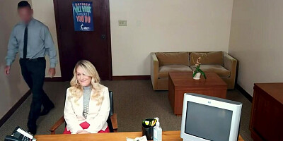 Blonde secretary is manhandled and fucked by a horny stud