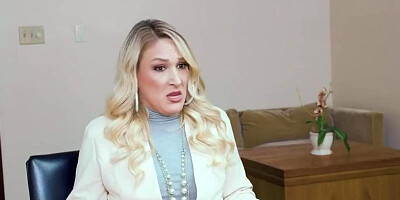 Blonde secretary is manhandled and fucked by a horny stud