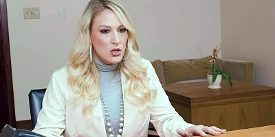 Blonde secretary is manhandled and fucked by a horny stud