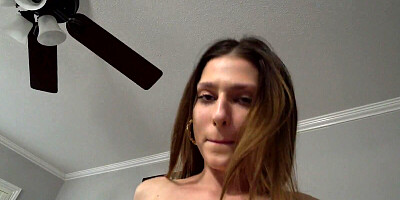 Adorable white chick sucks big black cock and gets fucked in POV scene