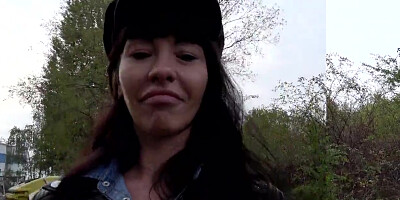 Public Agent Mouthful of cum and fuck for sexy brunette babe