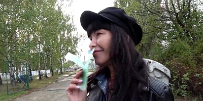 Public Agent Mouthful of cum and fuck for sexy brunette babe