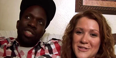 Sexy brunette babe from Germany pleasing a BBC with her muff