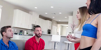 Two Hot Teen Sluts Decide to Earn some Money by Swapping their Stepdads and make Naughty Videos