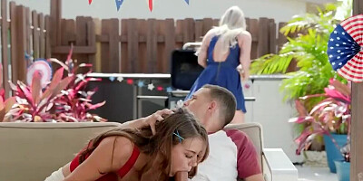 Horny Stepbrother Slides his Huge Sausage between Selena Loves Buns