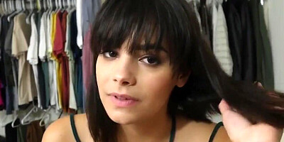 POV sex video shows gogeous brunette getting a big cock