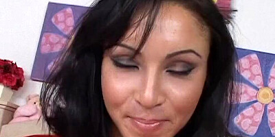 Shy brunette girl takes a big black cock at porn casting