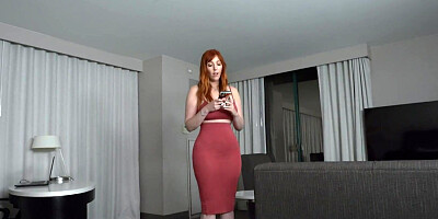 Redhead MILF polishes a hard cock and rides it in a POV video