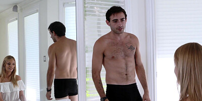 Raquel Diamond goes down on Rachael Cavalli and sucks his hard cock