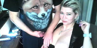 The old Fox squeezes the tits of his eternally young bitch, and she gratefully sucks his cock!