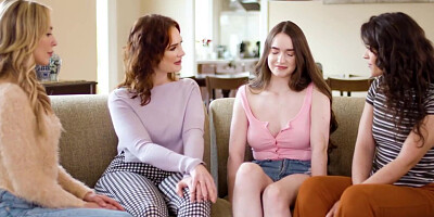 MOMMY'S GIRL - Hot Babe Hazel Moore Has 1st Time Lesbian Sex With MILF Siri Dahl & 2 Babysitters