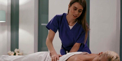 Gentle body rubbing quickly turned into an intense lesbian pussy licking