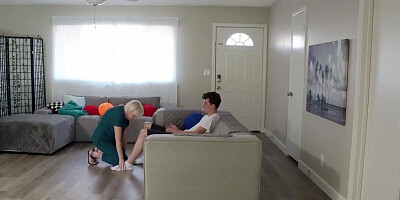 Retired Step-Nana Learns About Sensual Massage Therapy By Practicing On Her Hung Step-Grandson