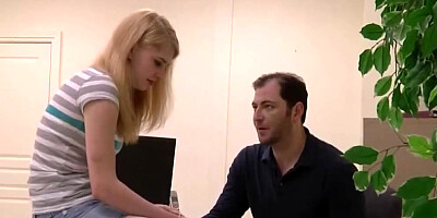 Blonde girl is fucked by a kinky boss at the job interview
