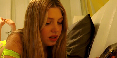 Edging handjob of big tits big ass big calves hot rave girl before going the EDM Music fest at home