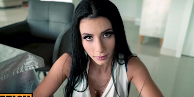 Astonishing brunette Nelly Kent handles a big cock in POV video