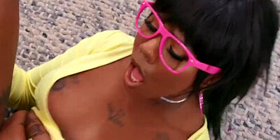 Ebony cougar is being strap-on fucked by a kinky lesbian