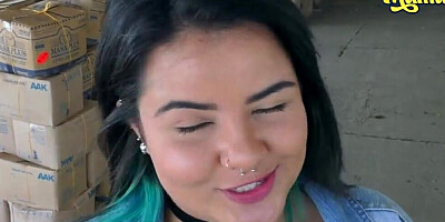 Chubby amateur teen is oiled up and roughly stuffed by a horny dude
