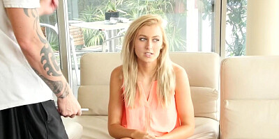 Beautiful blonde with a slim body fucked rough after sucking cock