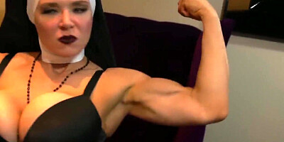 Muscular Nun Humiliates you with Muscle Comparison