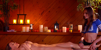 Young ladies got super horny during sensual massage session and ended up having lesbian sex