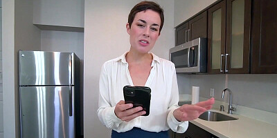 Short-haired real estate agent will gladly blow her client in order to seal the deal