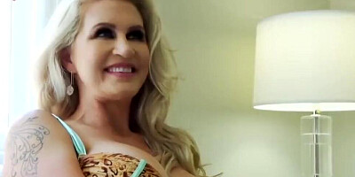 Bubble butt blonde MILF is dicked down by a bunch of black studs