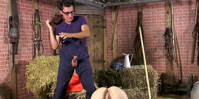 German farm girl is getting fucked hard inside the barn