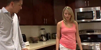 Blonde cutie sucking off and fucking with her horny stepfather