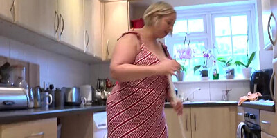 AuntJudysXXX - Your Big Booty BBW Stepmom Star Sucks Your Cock in the Kitchen (POV)