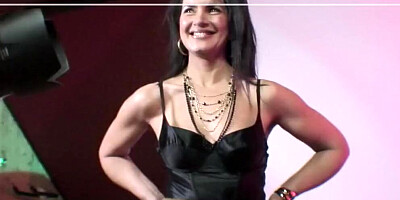 Slutty babe getting filmed while fucking in anal threesome with old men