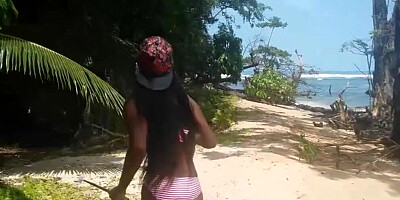 POV Thai girl gives a blowjob to he partner in the middle of a forest