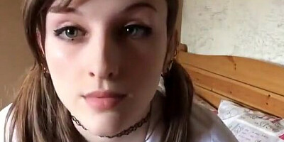 Solo amateur gal with glasses will perform a pussy masturbation for you