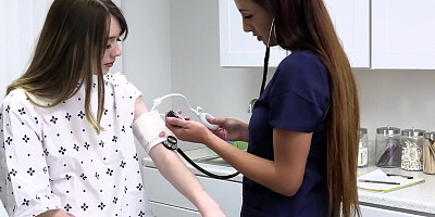 Cute amateur brunette babe is riding her perverted doctor's cock