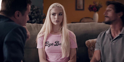 Blonde teen girl is about to have a DP threesome with her stepdaddy and his buddy