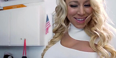 Superb blonde Katie Morgan sucks a hard cock and gets fucked hard