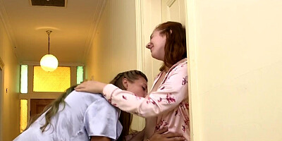 Tall woman manages to get her friend super wet and ready