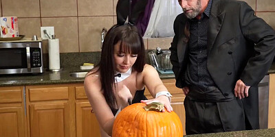 Whitney Wright bends on the couch and gets her cherry nailed