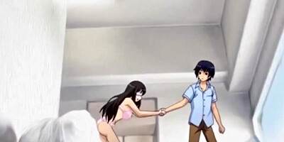 Cute anime babe is riding her lovely partner's hard pecker