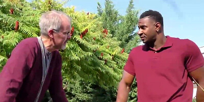 Old man watches as his wife is taking a big black cock