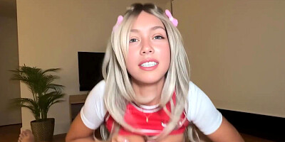 Can I pay you with something else INNOCENT CHEERLEADER: I made him cum TWICE, Creampied me and in Between my Tits