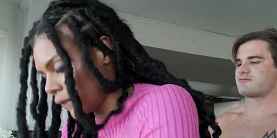 Ebony housemaid Halle Hayes is fucked by a horny white guy