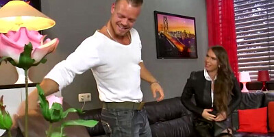 Amazing cougar Sexy Susi is butt-fucked on that couch